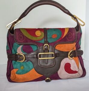 Jimmy Choo Multicolor Patchwork Suede Tulita Satchel